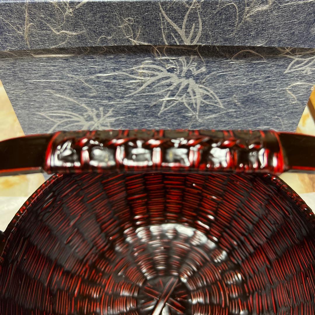 久留米 九藍 手付盛籠　九州籃胎漆器 らんたいバスケット　竹籠　漆器　伝統工芸