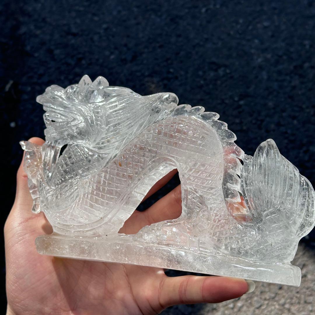 天然石水晶の龍　置物　ご購入前に在庫確認G.1207