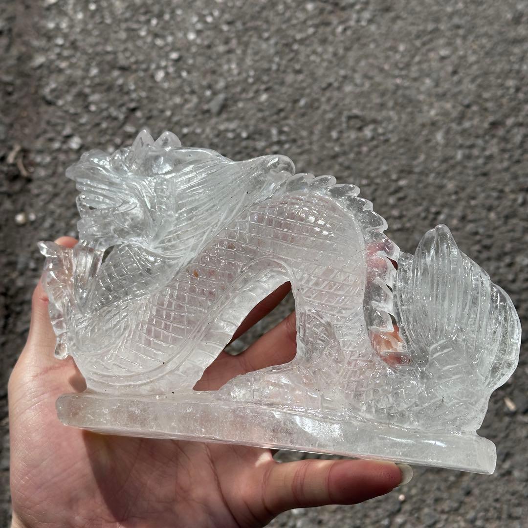 天然石水晶の龍　置物　ご購入前に在庫確認G.1207