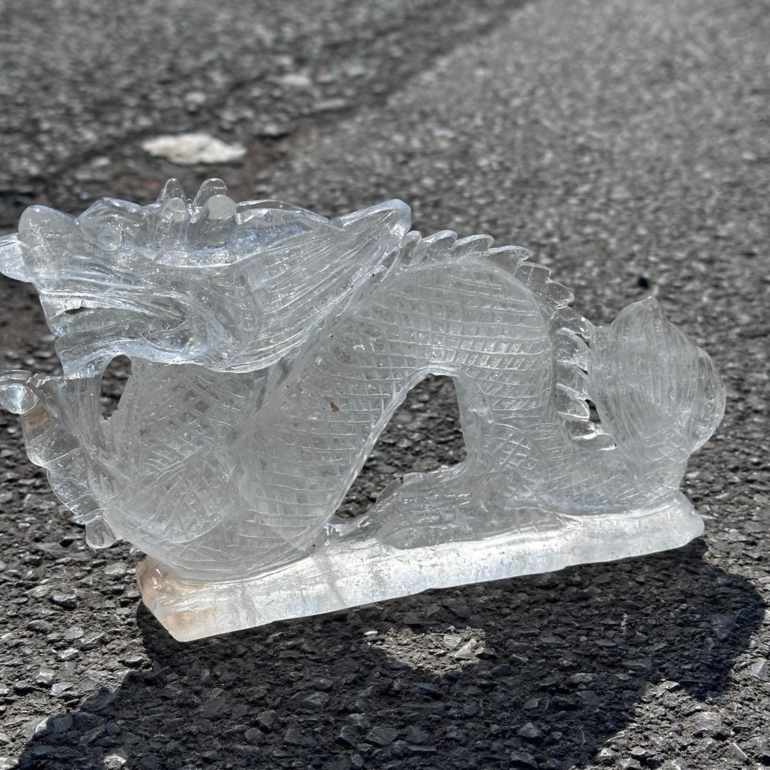 天然石水晶の龍　置物　ご購入前に在庫確認G.1207