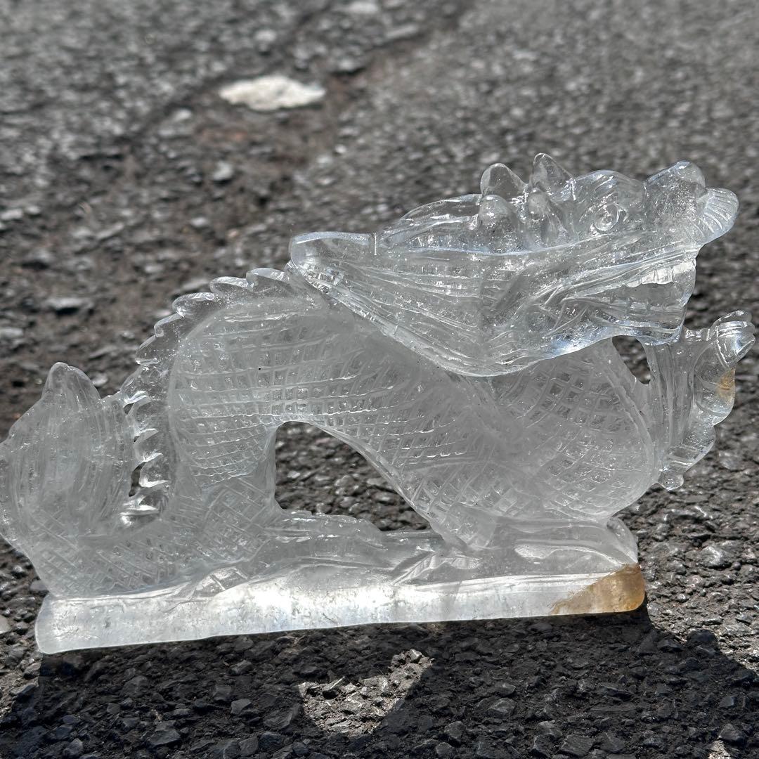 天然石水晶の龍　置物　ご購入前に在庫確認G.1207