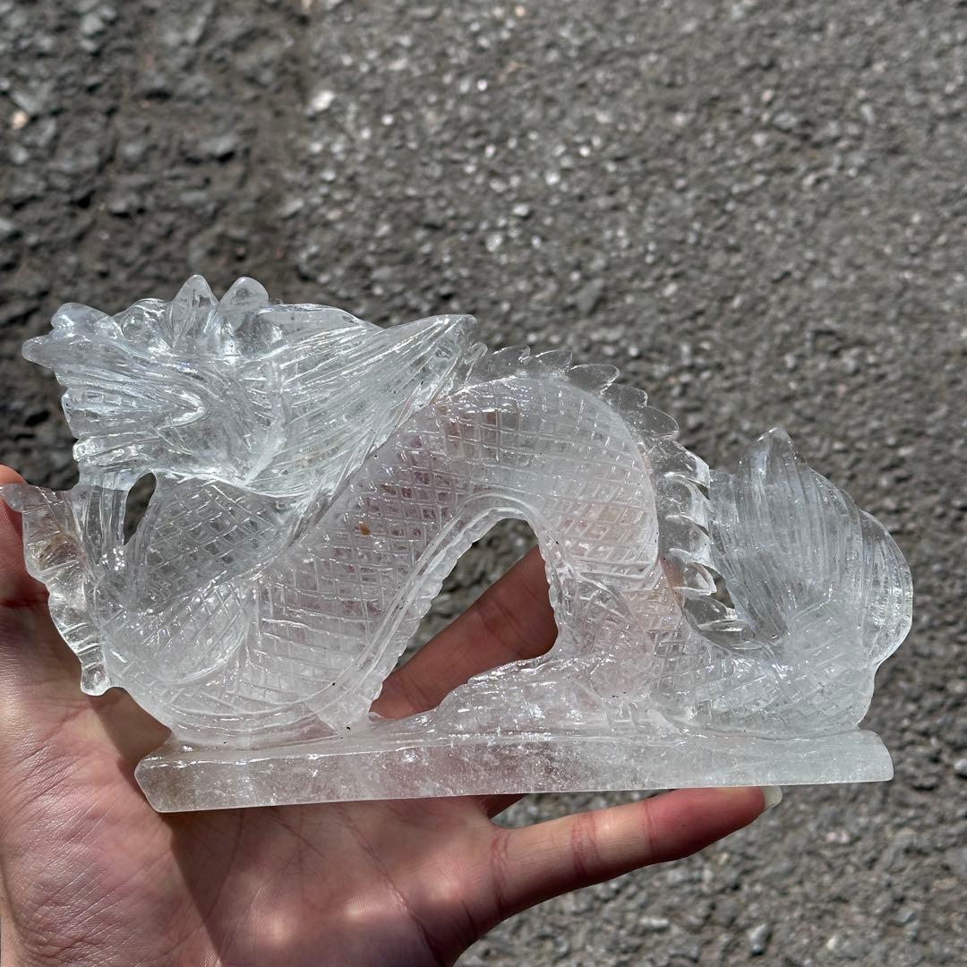 天然石水晶の龍　置物　ご購入前に在庫確認G.1207