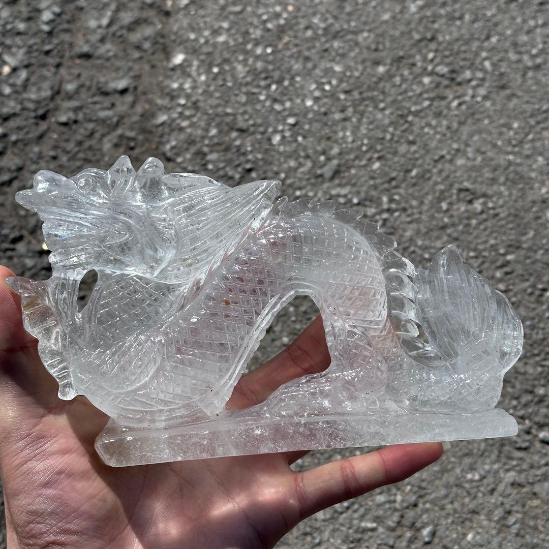 天然石水晶の龍　置物　ご購入前に在庫確認G.1207