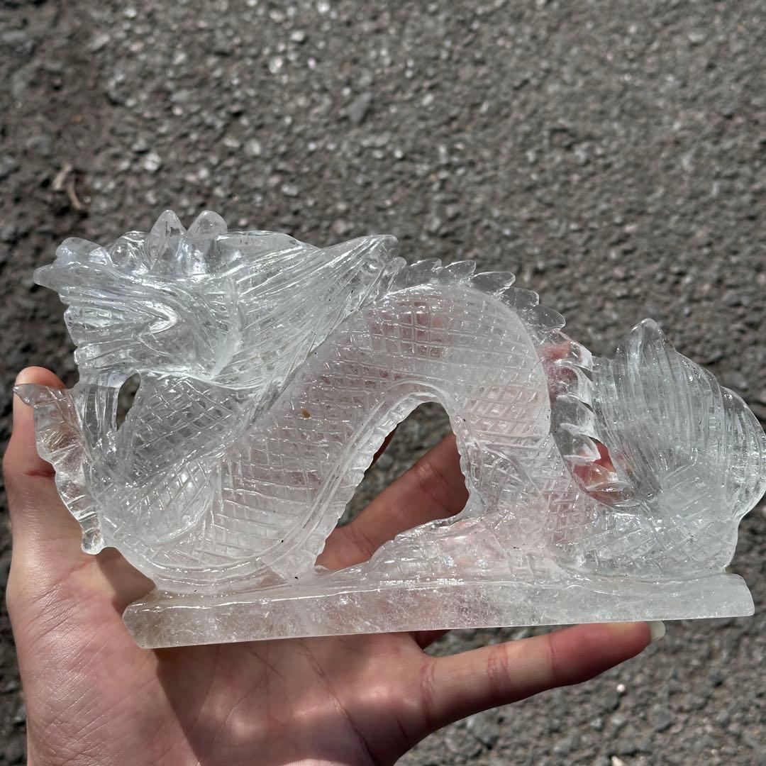 天然石水晶の龍　置物　ご購入前に在庫確認G.1207