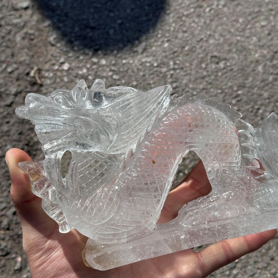 天然石水晶の龍　置物　ご購入前に在庫確認G.1207