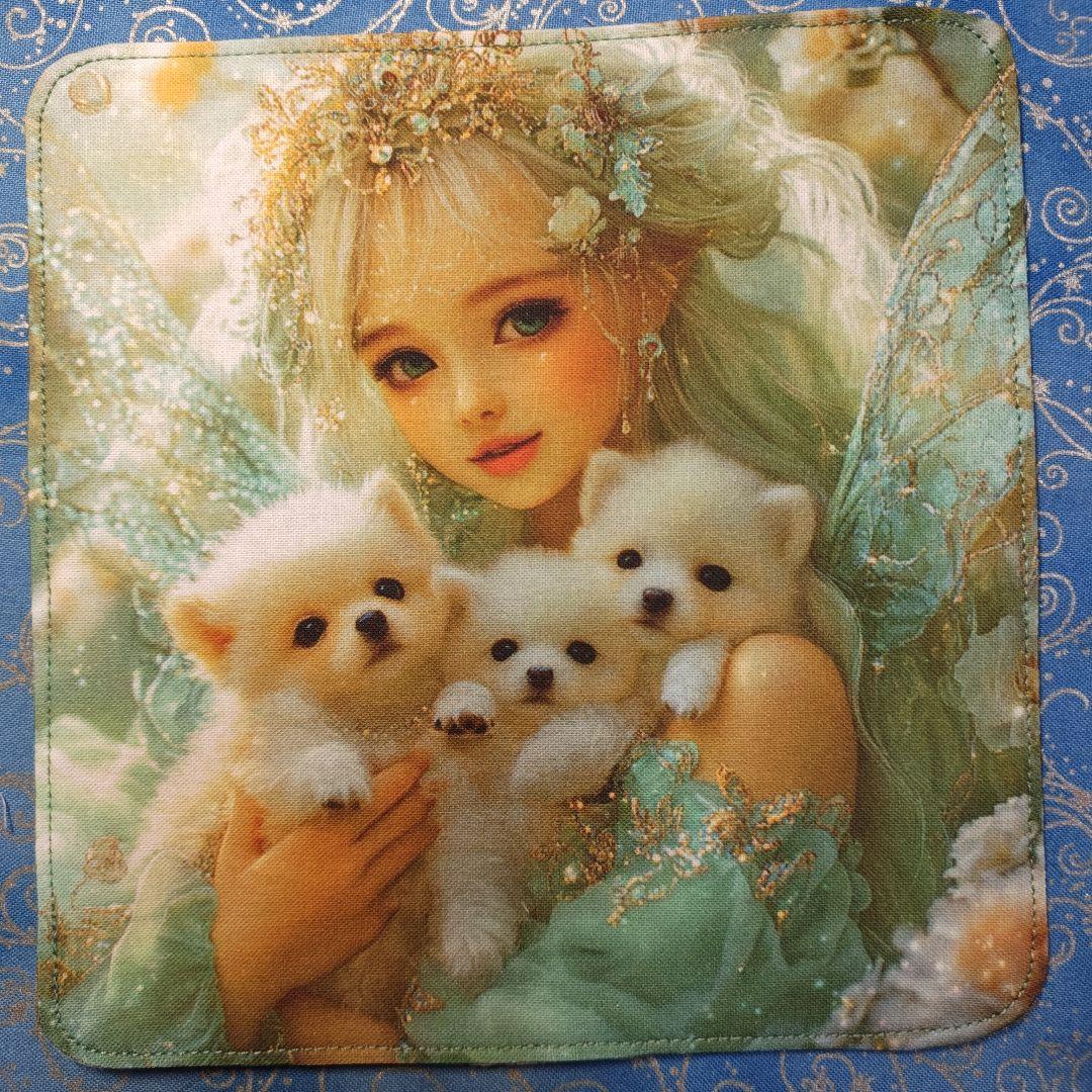 yourelia 937　4重ハンカチ　女の子　ポメラニアン柄　18枚