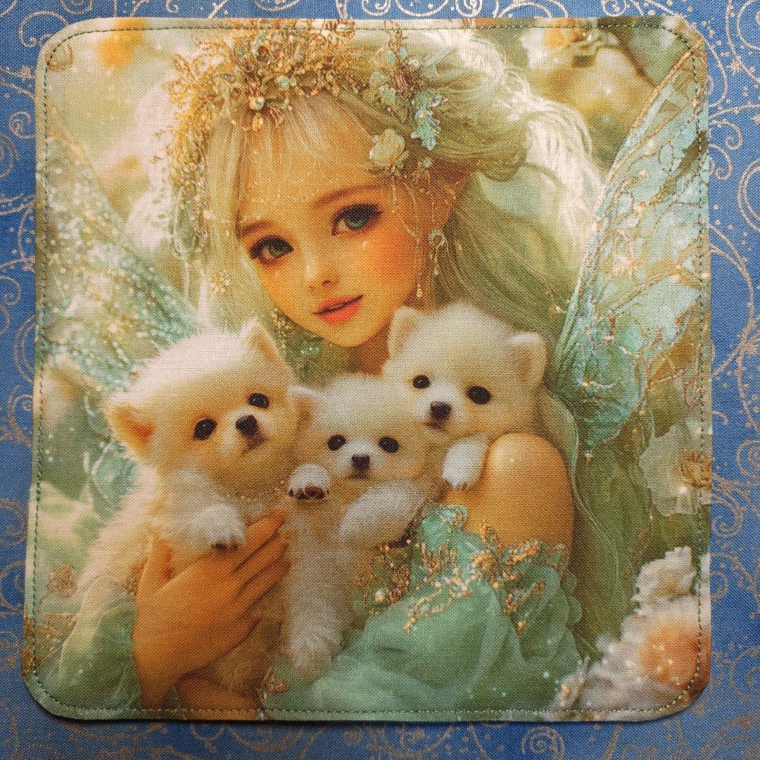 yourelia 937　4重ハンカチ　女の子　ポメラニアン柄　18枚