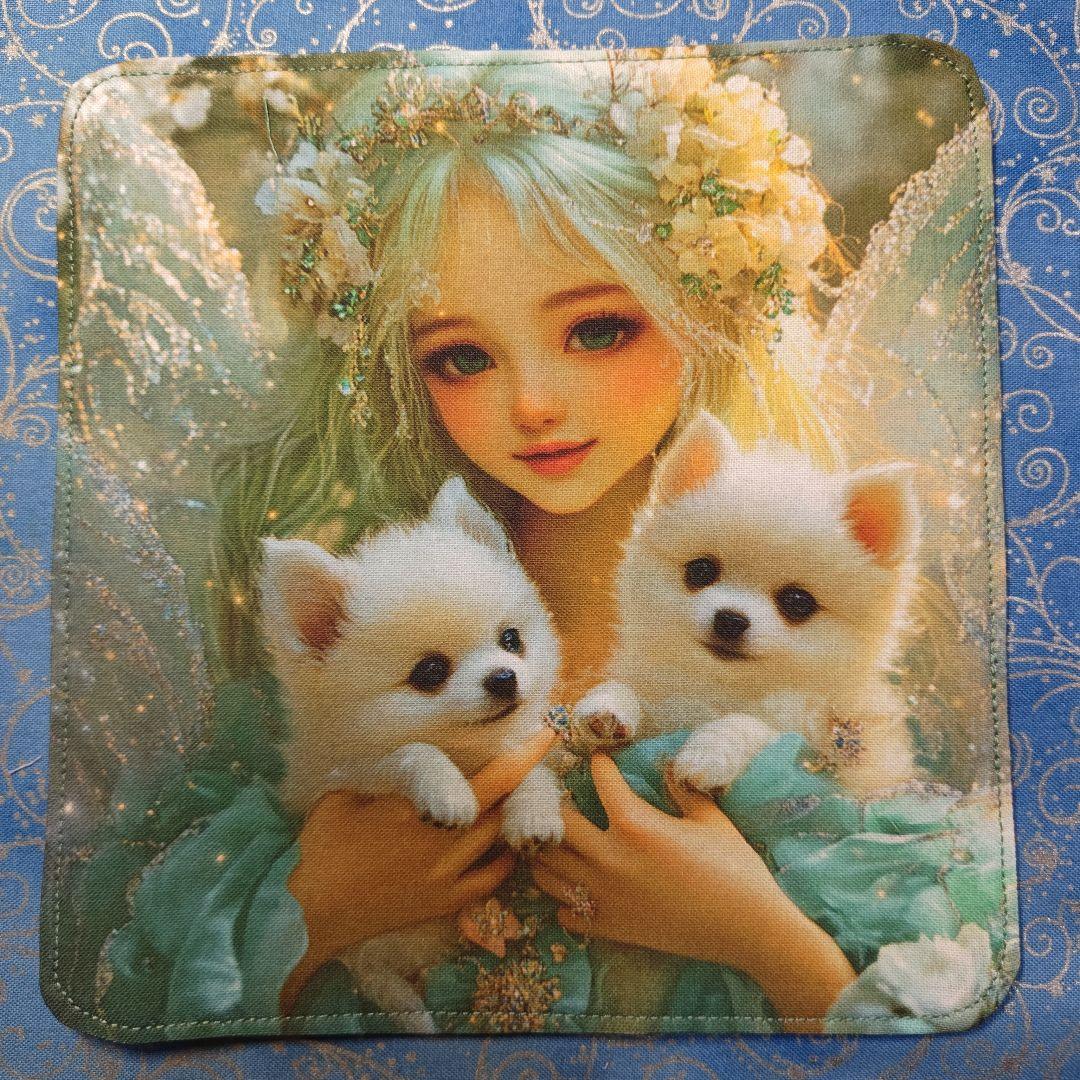 yourelia 937　4重ハンカチ　女の子　ポメラニアン柄　18枚