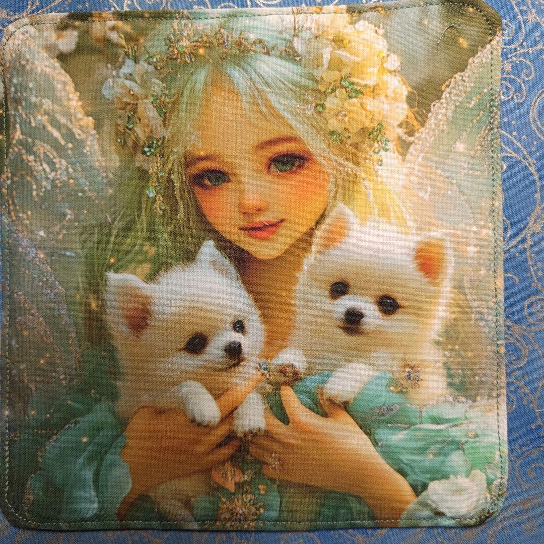 yourelia 937　4重ハンカチ　女の子　ポメラニアン柄　18枚