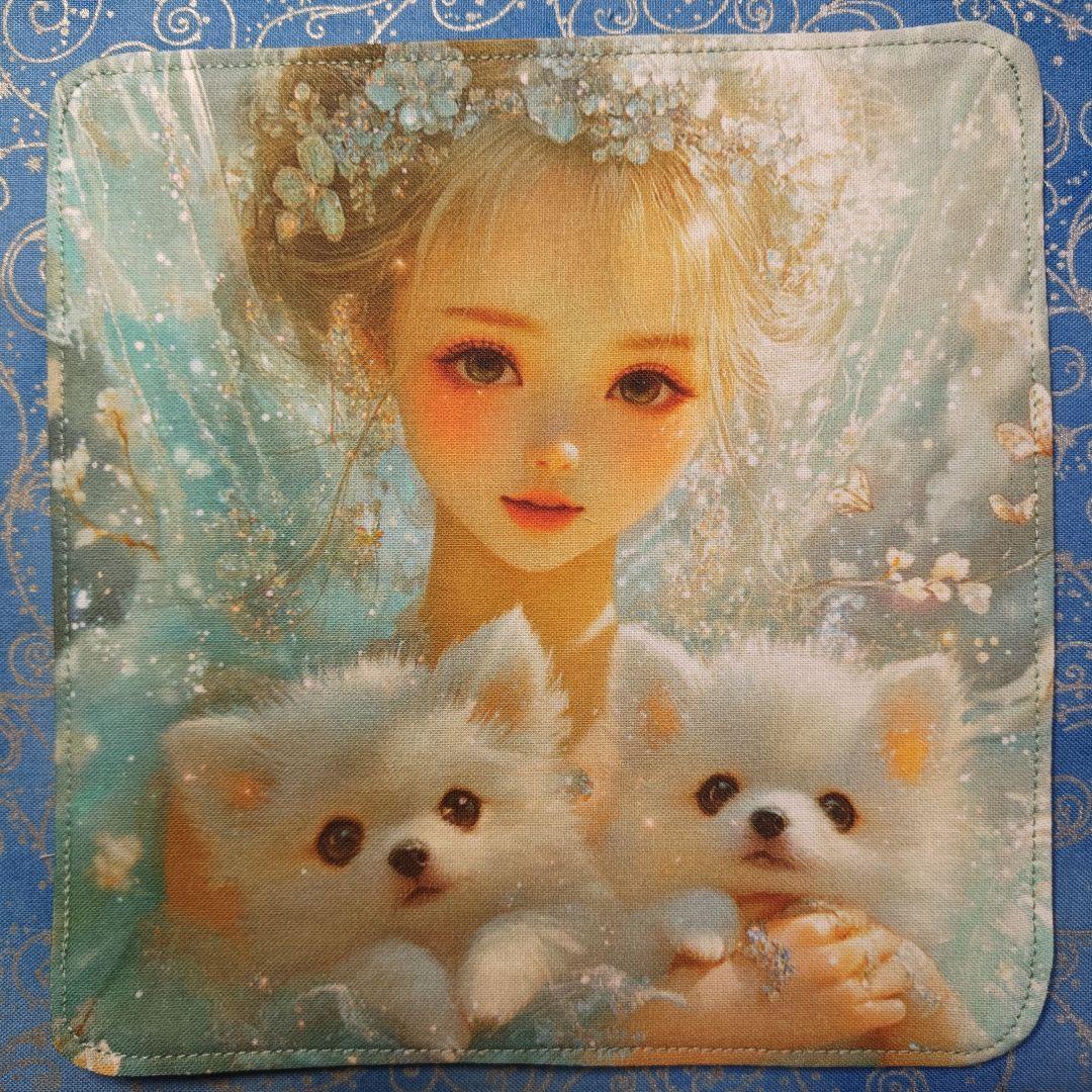 yourelia 937　4重ハンカチ　女の子　ポメラニアン柄　18枚