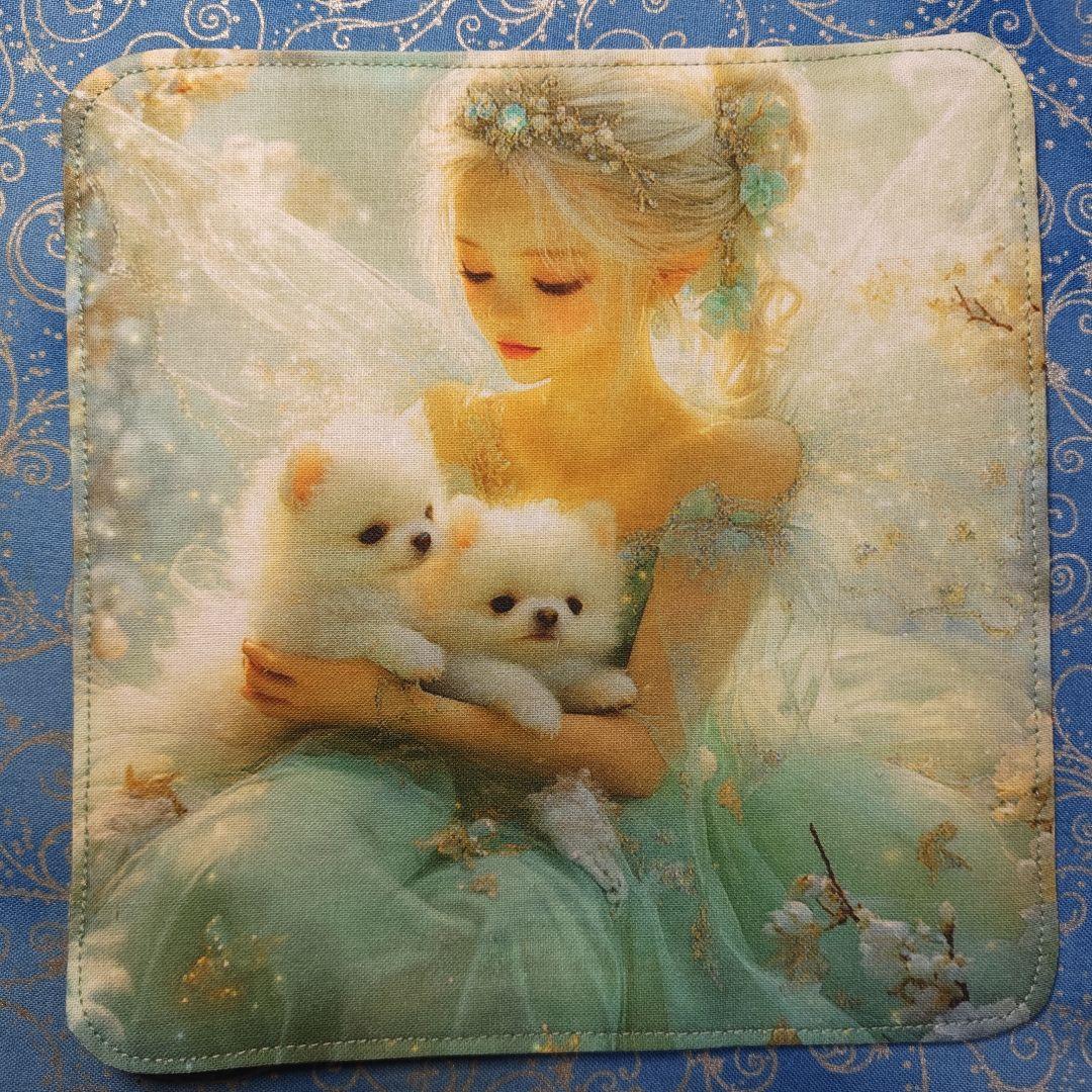 yourelia 937　4重ハンカチ　女の子　ポメラニアン柄　18枚