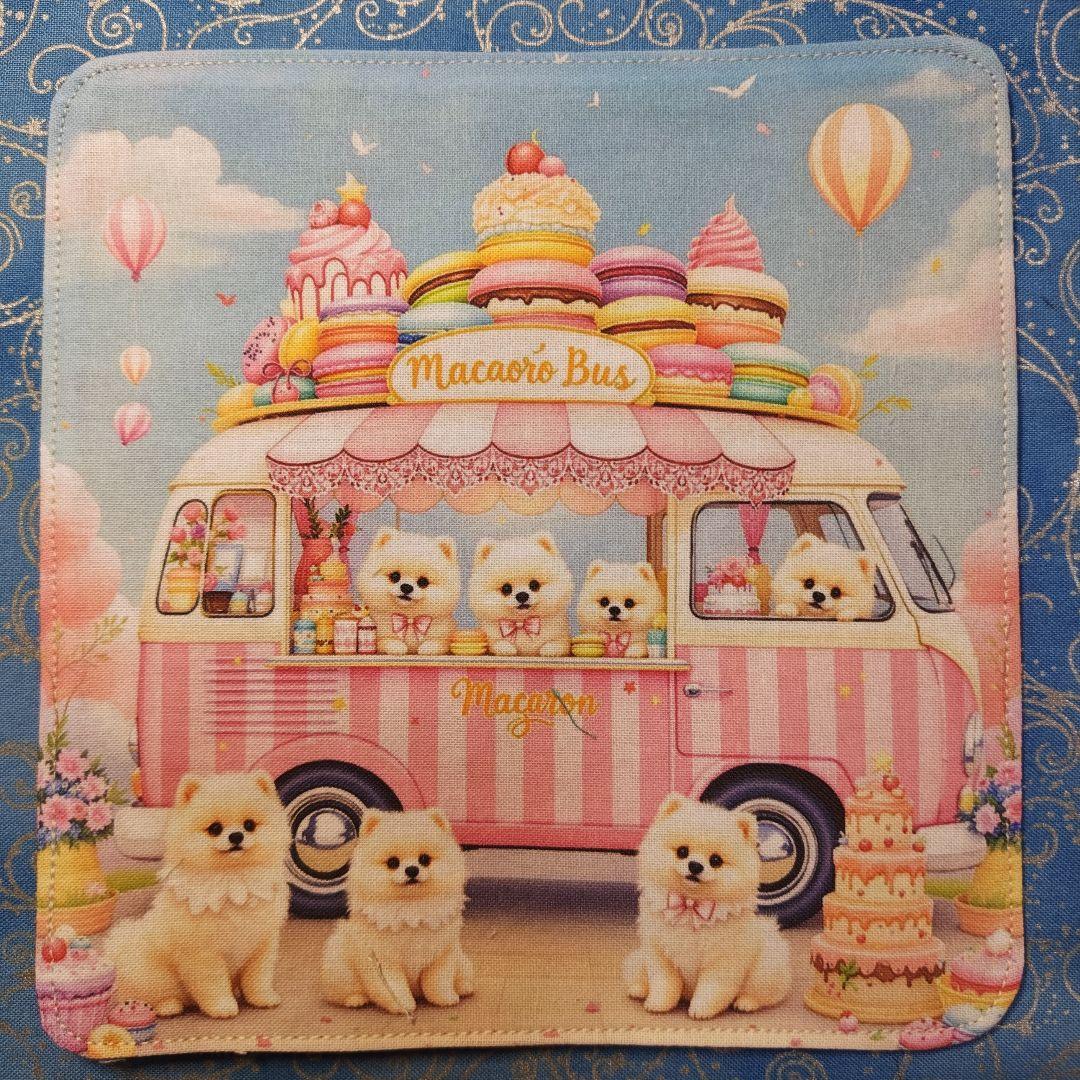 yourelia 937　4重ハンカチ　女の子　ポメラニアン柄　18枚