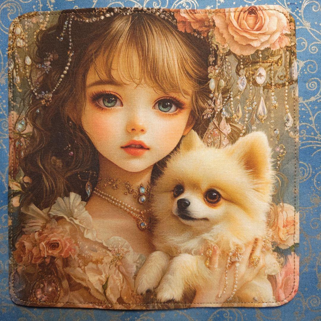 yourelia 937　4重ハンカチ　女の子　ポメラニアン柄　18枚