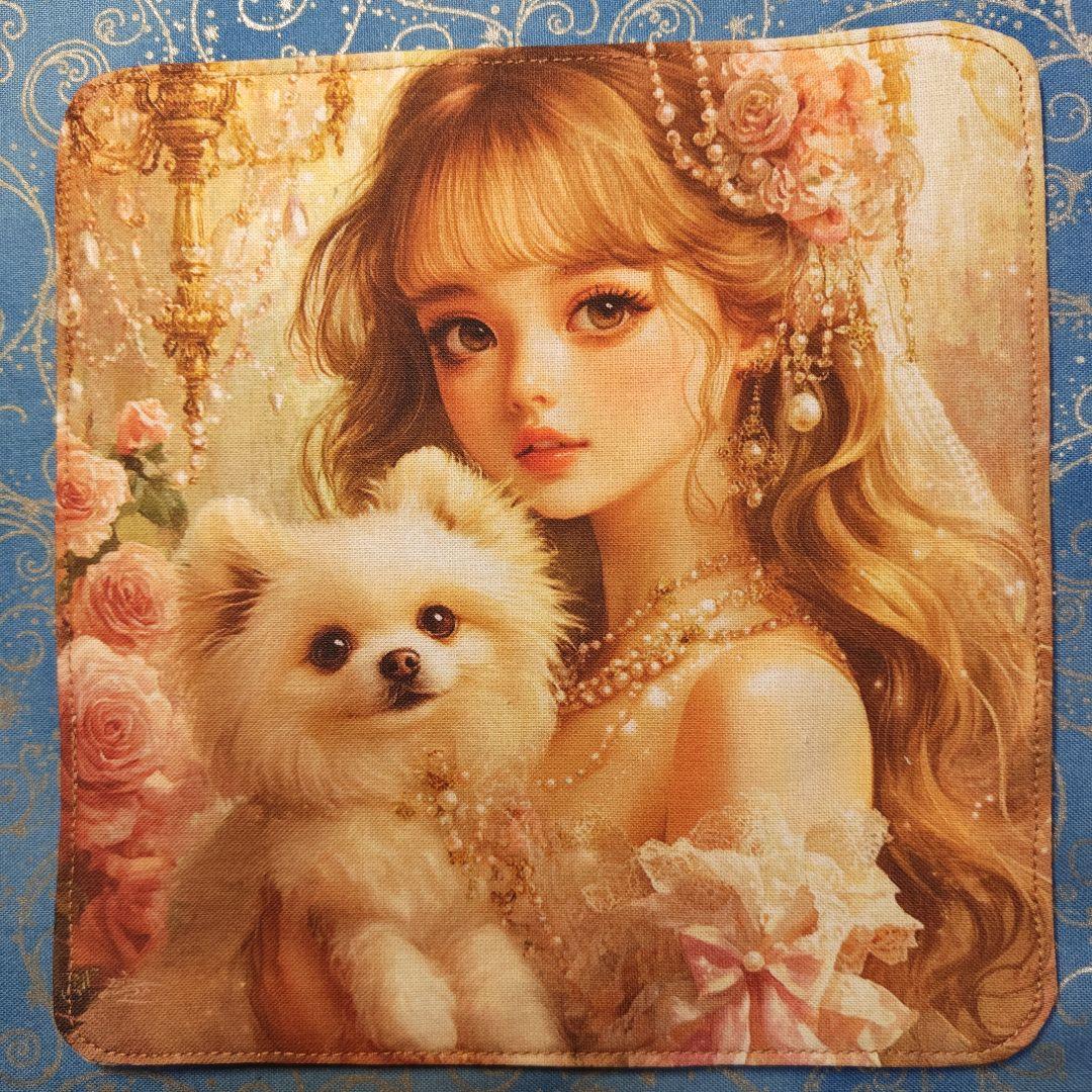 yourelia 937　4重ハンカチ　女の子　ポメラニアン柄　18枚