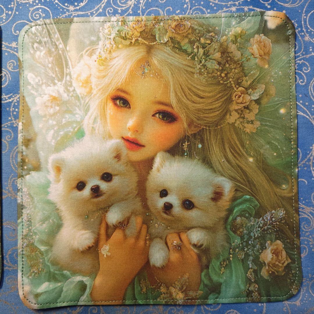 yourelia 937　4重ハンカチ　女の子　ポメラニアン柄　18枚