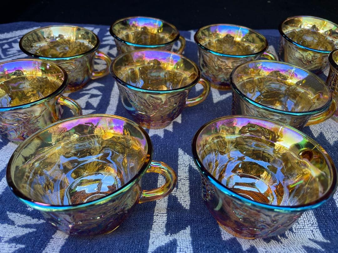 虹色ガラス食器セット ボウルとカップ12個