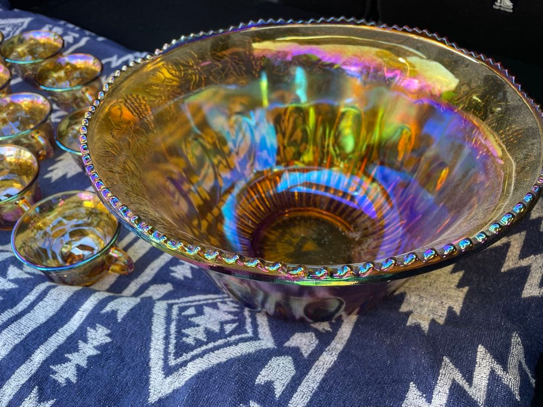 虹色ガラス食器セット ボウルとカップ12個