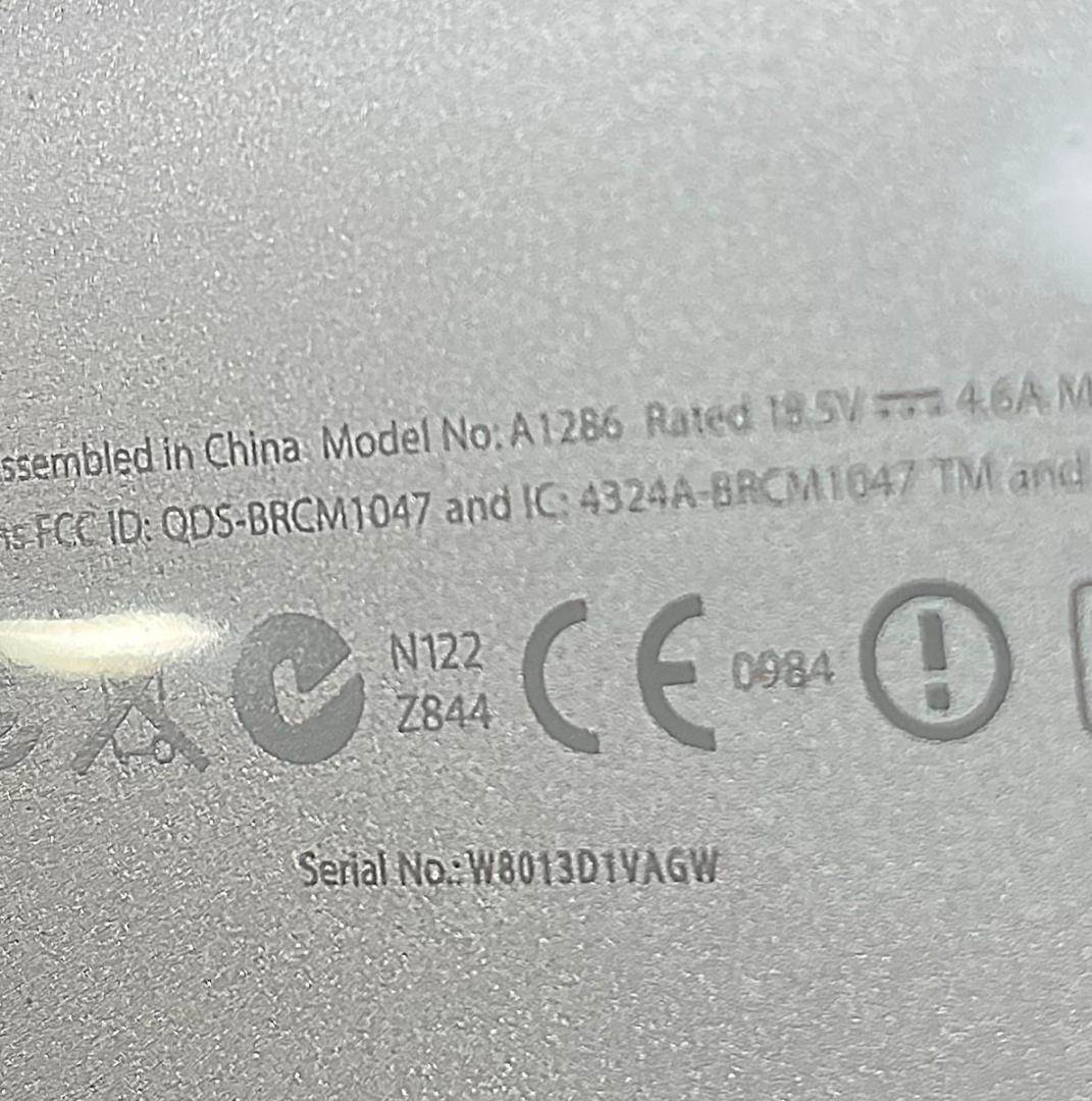 【ジャンク】MacBook Pro 15インチ 2010 Core i7 4GB