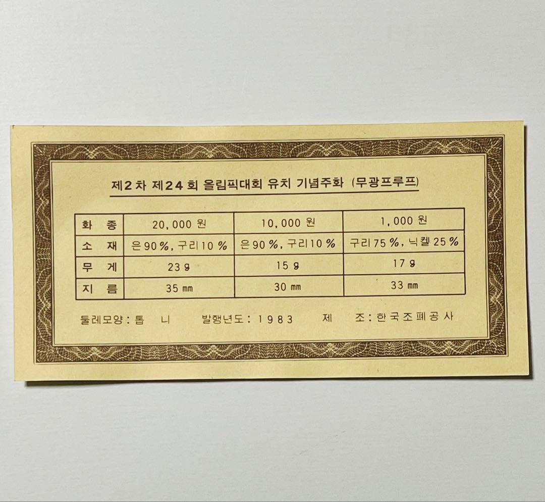 1983年 韓国 ソウルオリンピック記念硬貨 銀貨
