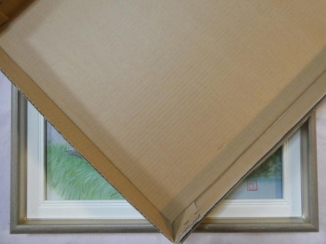 油絵 風景人物　額付き　中島潔　 F6 【　季節の予感　】手描き