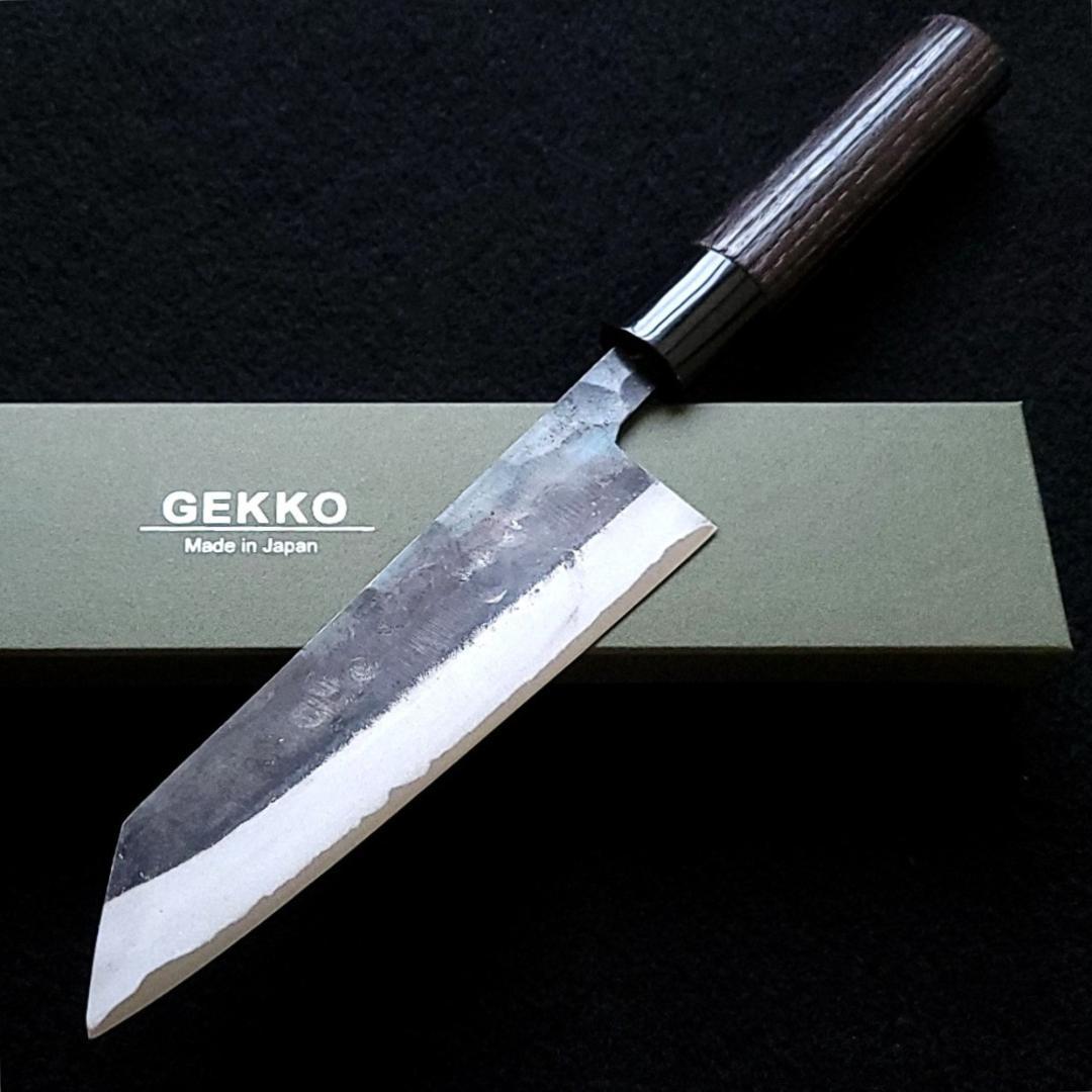 青紙２号 黒打 文化包丁 165㎜ G1401 焼栗柄 手作り 鍛造 月光作