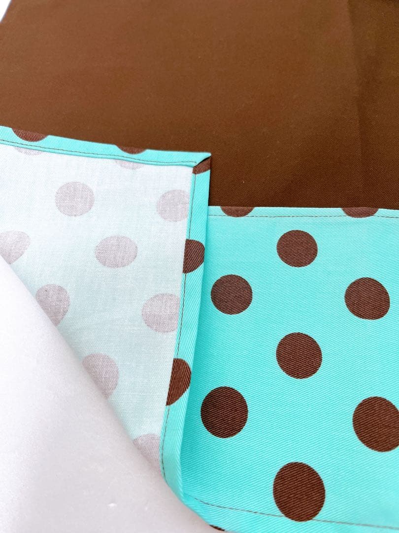 入園入学準備グッズ♡5点セット♡ブラウン✖️ドットミント♡でかリボン