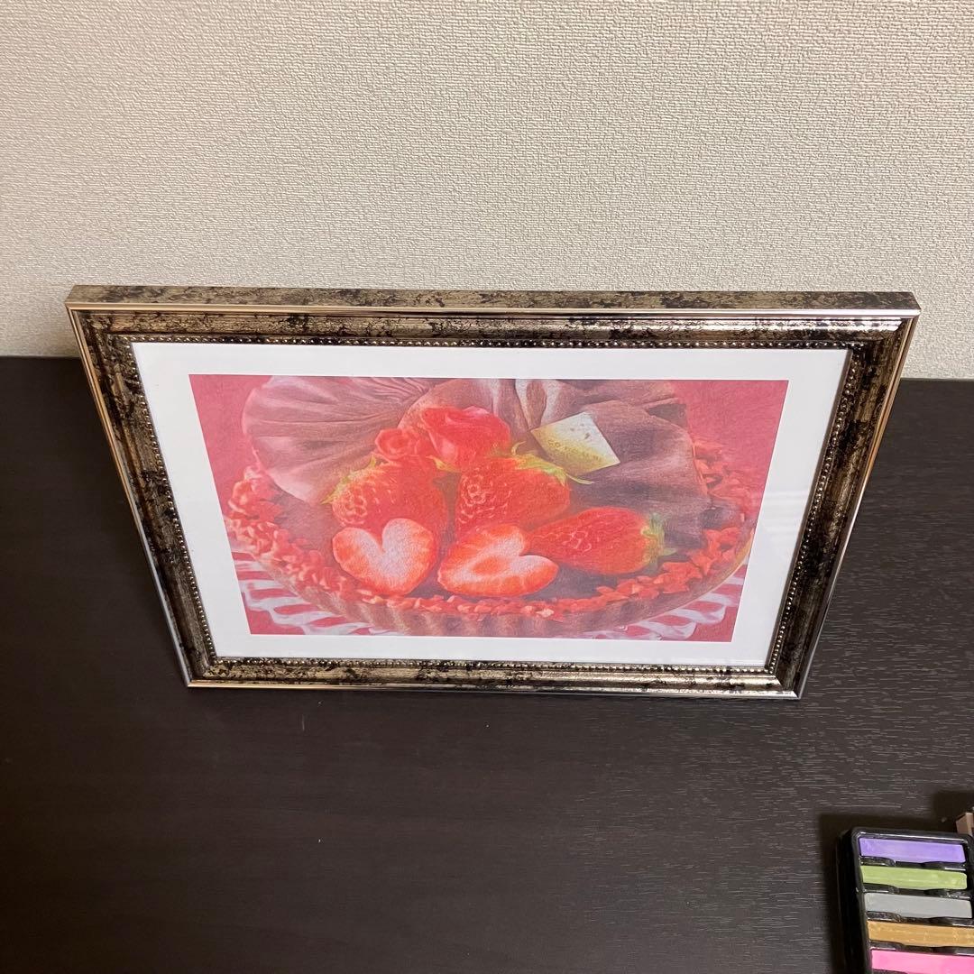 スイーツアート6 パステル画　額縁寸法32.7㎝×24.0㎝×1.5㎝