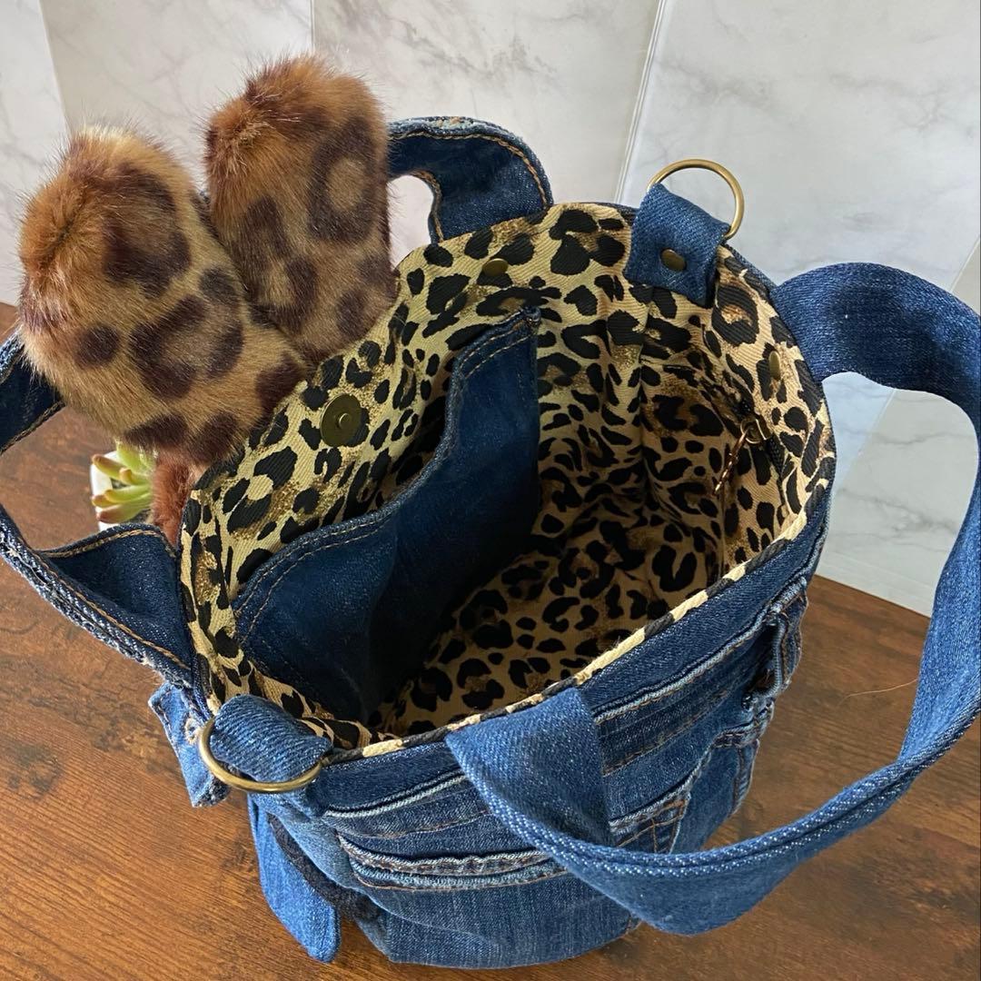 L*み様 コヤンイサムチョン♡デニムリメイク【リボン バッグ】トートバッグ ハン