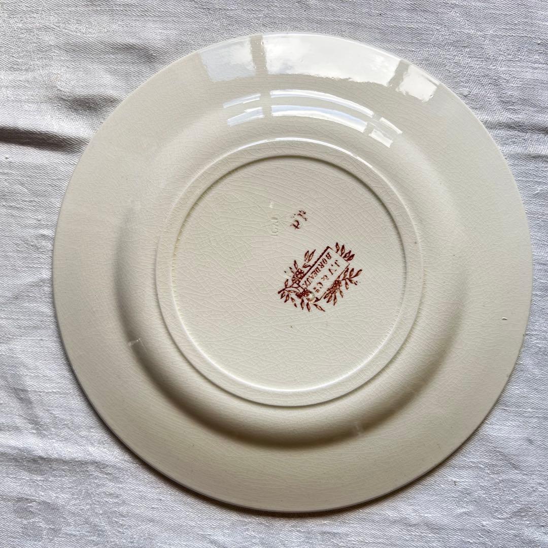 Bordeaux 　セピア　ブラウン　プレートb フランス　小鳥　ボタニカル