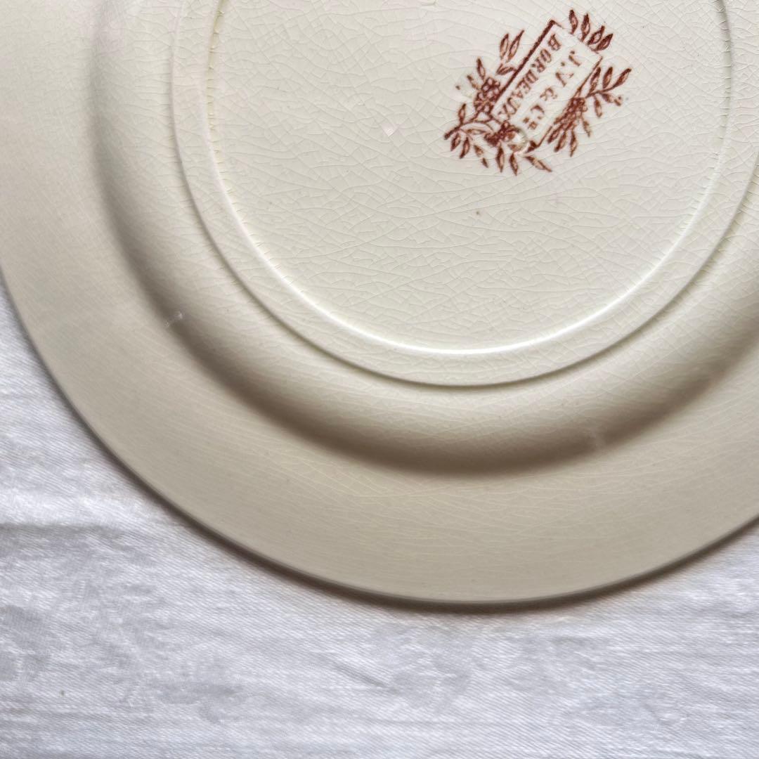 Bordeaux 　セピア　ブラウン　プレートb フランス　小鳥　ボタニカル