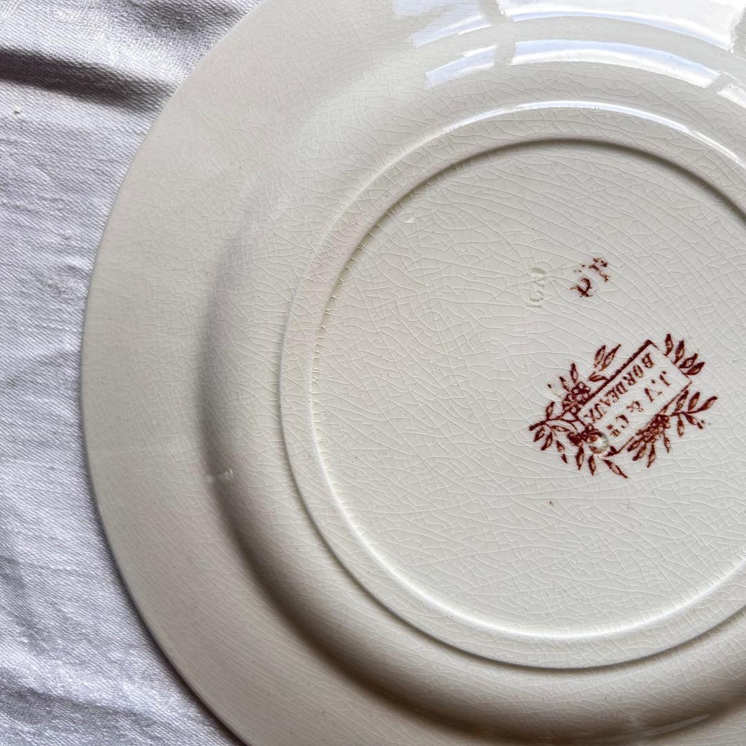 Bordeaux 　セピア　ブラウン　プレートb フランス　小鳥　ボタニカル