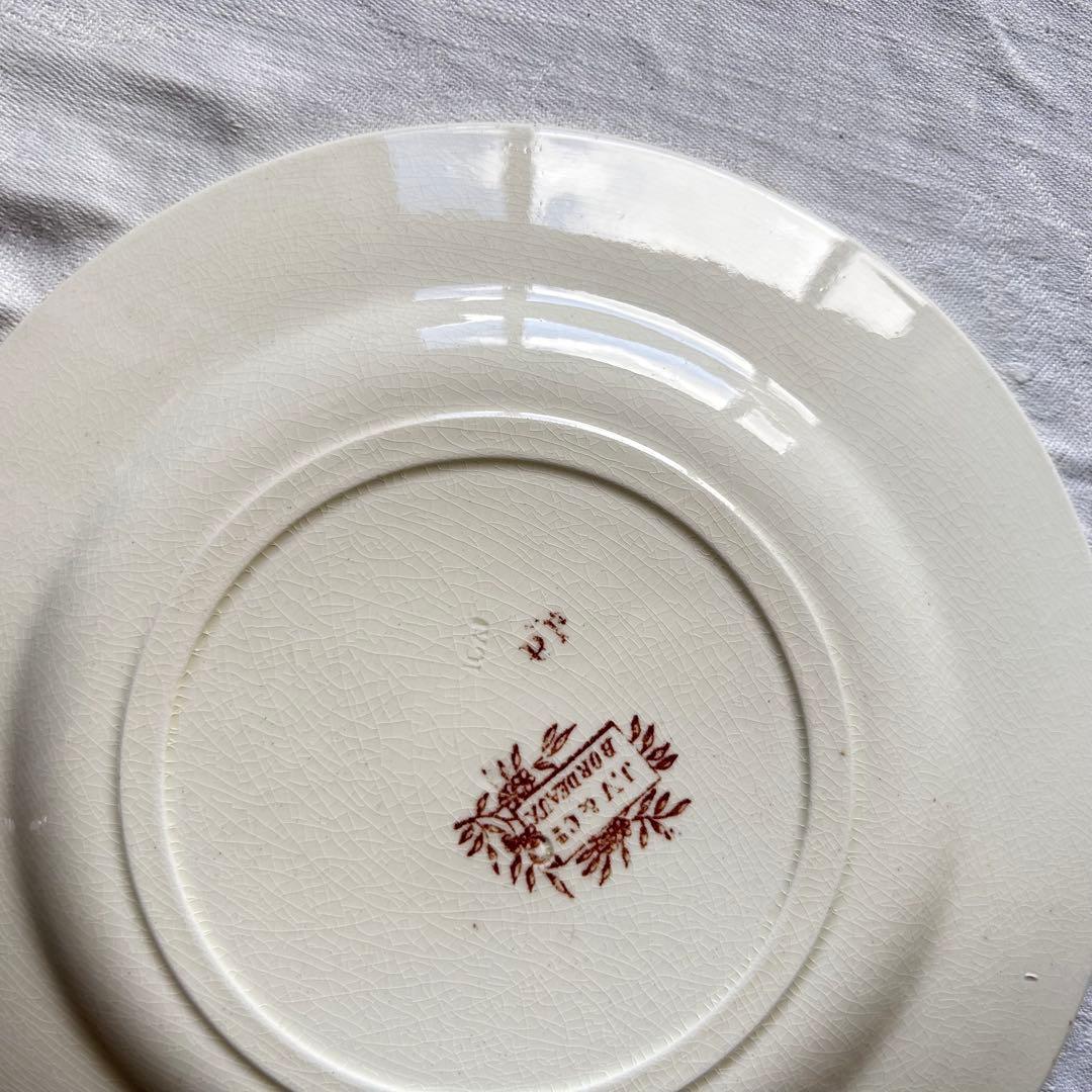 Bordeaux 　セピア　ブラウン　プレートb フランス　小鳥　ボタニカル