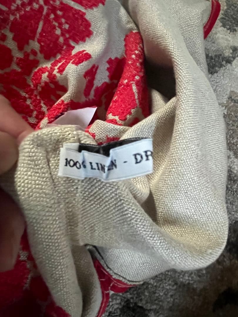 コンランショップ購入 リネン 刺繍 クッション&刺繍クッションカバー2枚セット