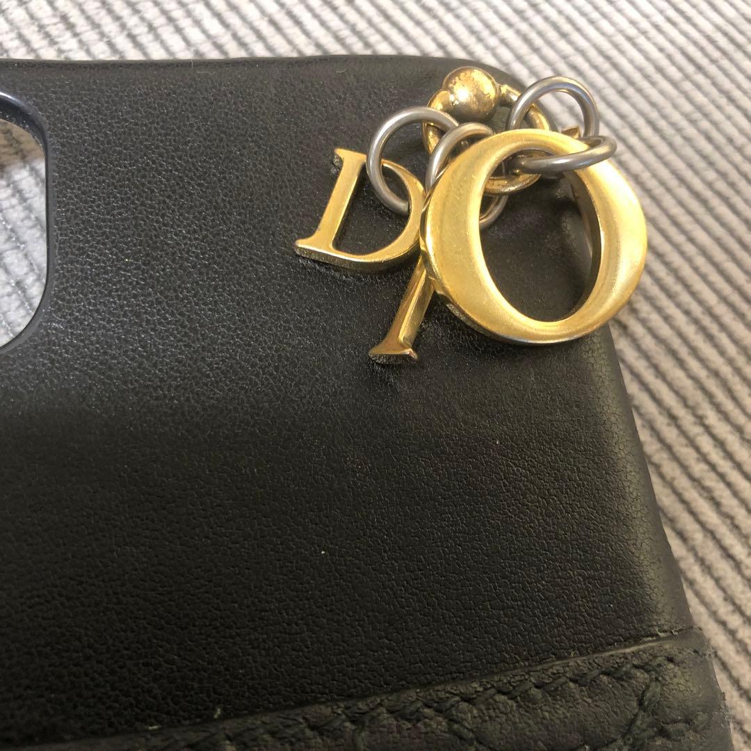 Dior ロゴチャーム付き 黒レザーケース iPhone X 対応　希少　完売品