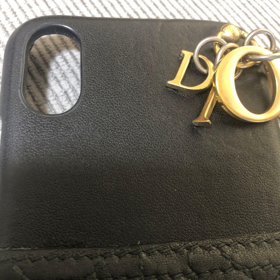 Dior ロゴチャーム付き 黒レザーケース iPhone X 対応　希少　完売品