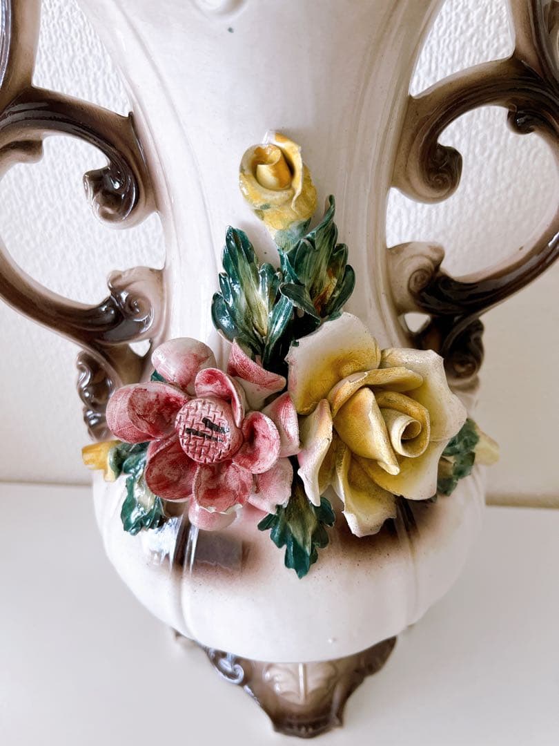 イタリア製　アンティーク陶器花瓶