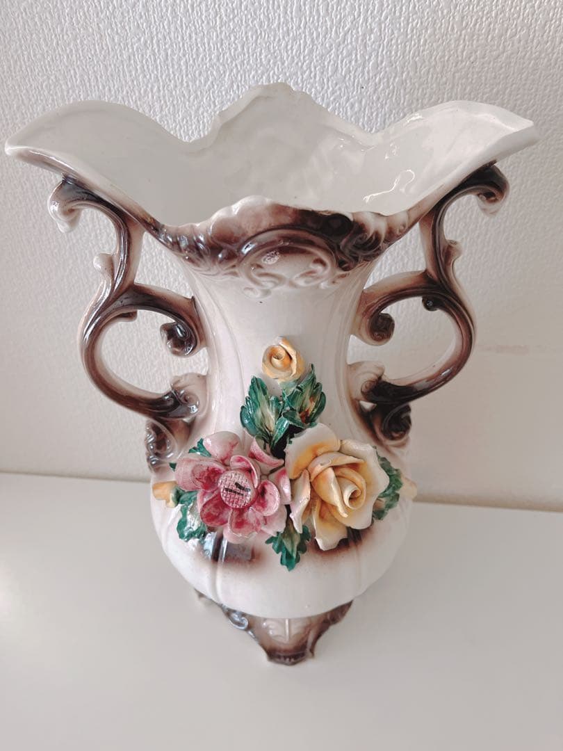 イタリア製　アンティーク陶器花瓶