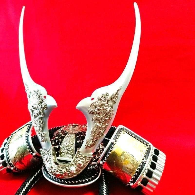 ✨美品！五月 人形 一式 兜 飾り [ 白金向い龍 ] こどもの日 端午の節句