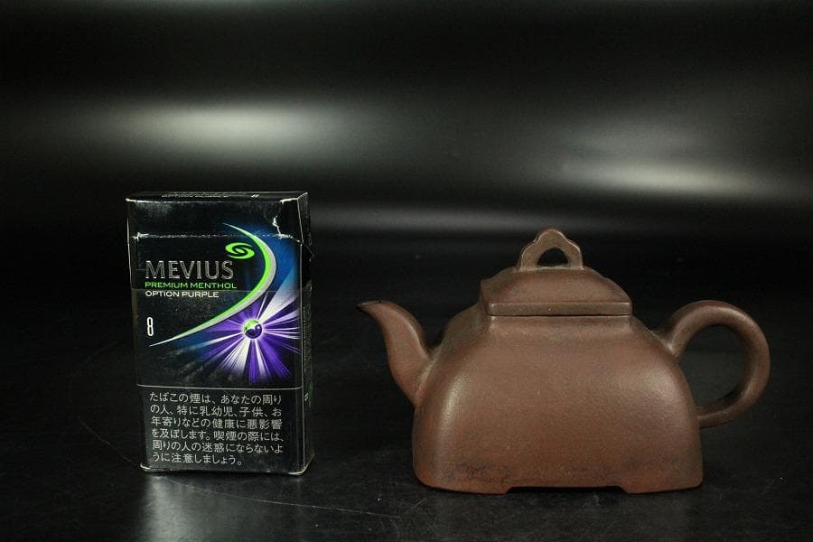 中国美術 紫泥 四方 茶器 急須 在銘 煎茶(K-YC688)