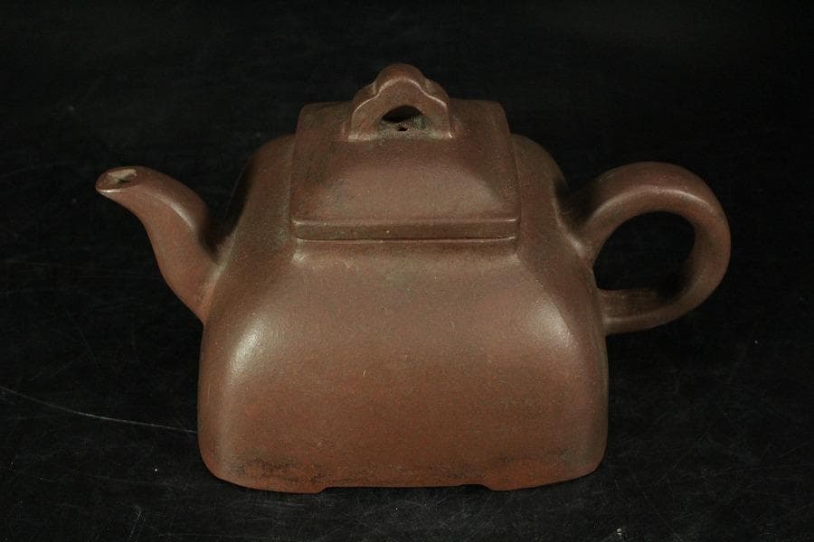 中国美術 紫泥 四方 茶器 急須 在銘 煎茶(K-YC688)