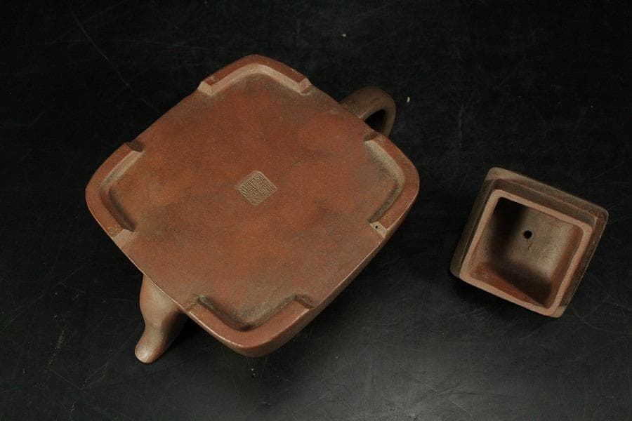 中国美術 紫泥 四方 茶器 急須 在銘 煎茶(K-YC688)