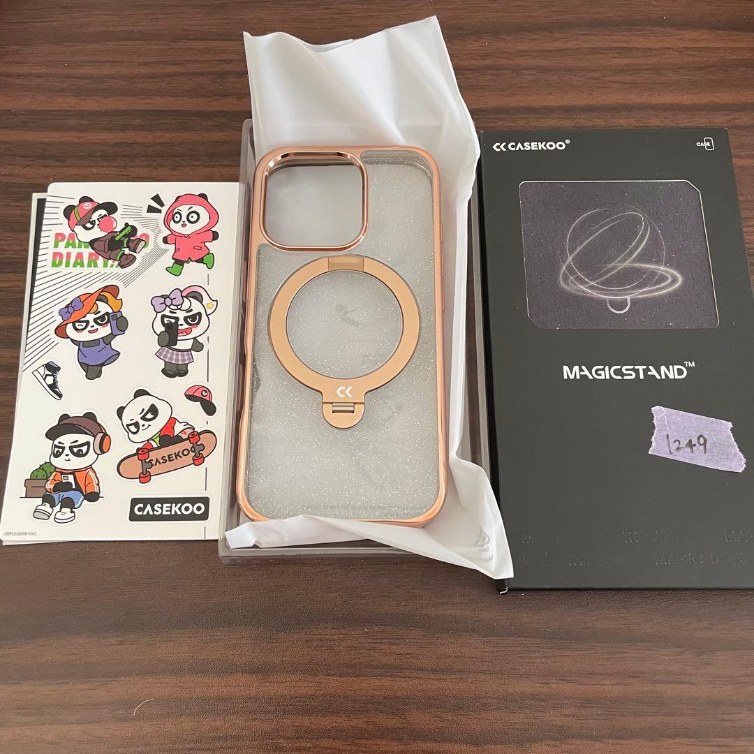 CASEKOO iPhone 16PRO ケース ラメゴールド MagSafe