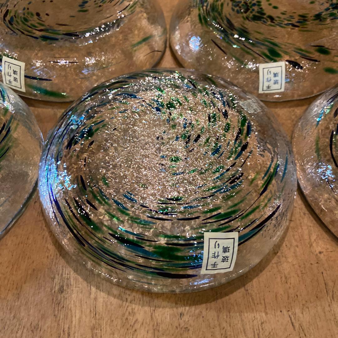 玻璃ガラスびいどろ皿五枚