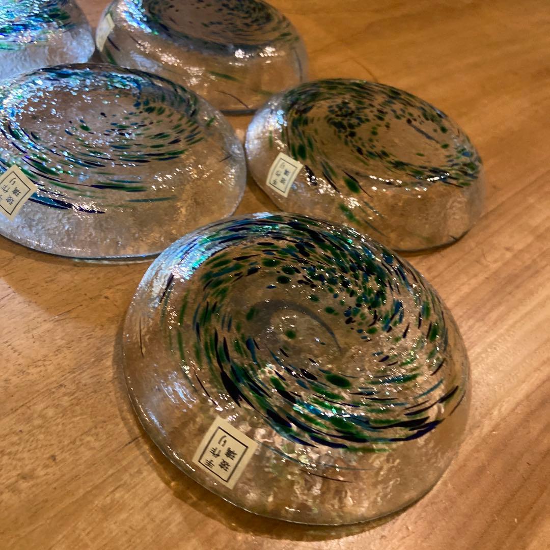 玻璃ガラスびいどろ皿五枚