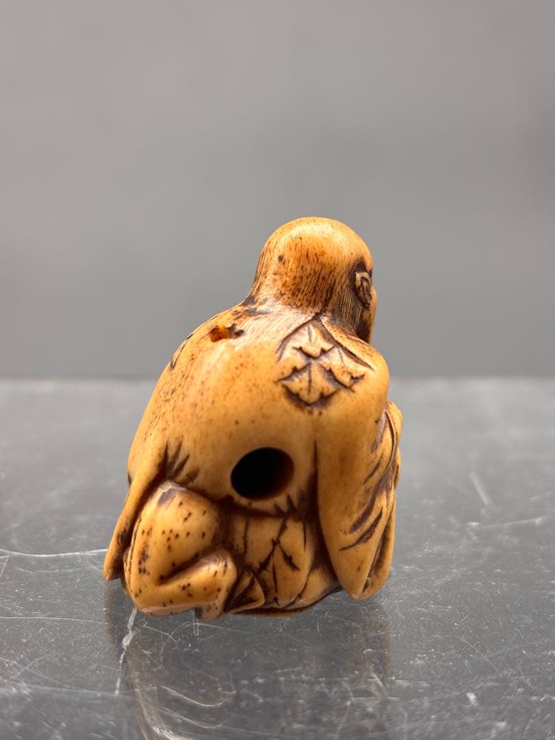 鹿角製　根付　蝦蟇仙人　江戸期　提げ物