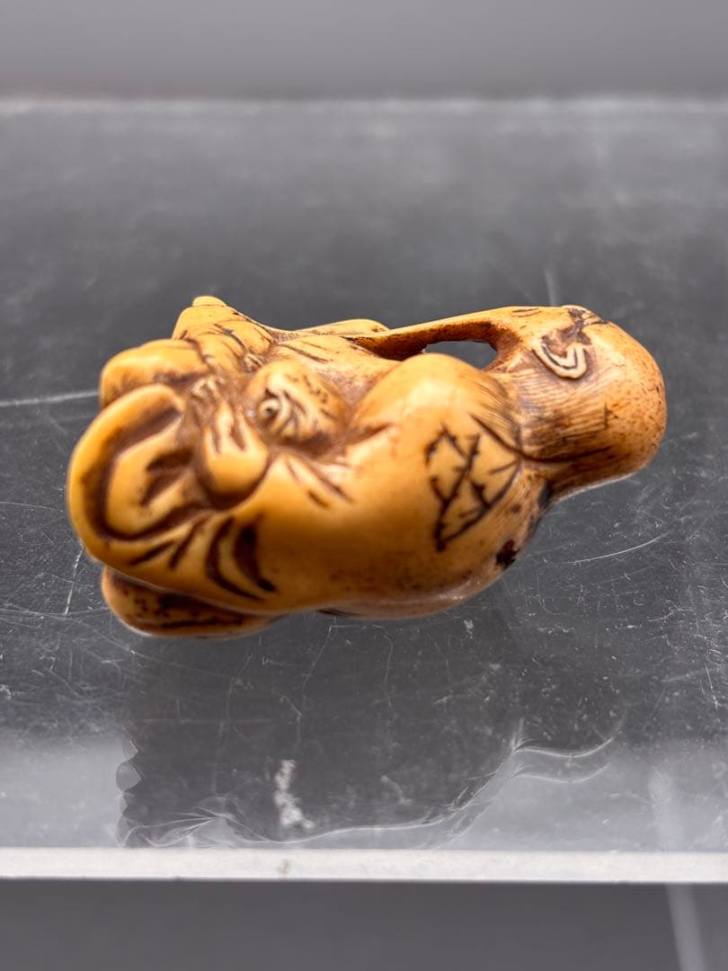 鹿角製　根付　蝦蟇仙人　江戸期　提げ物