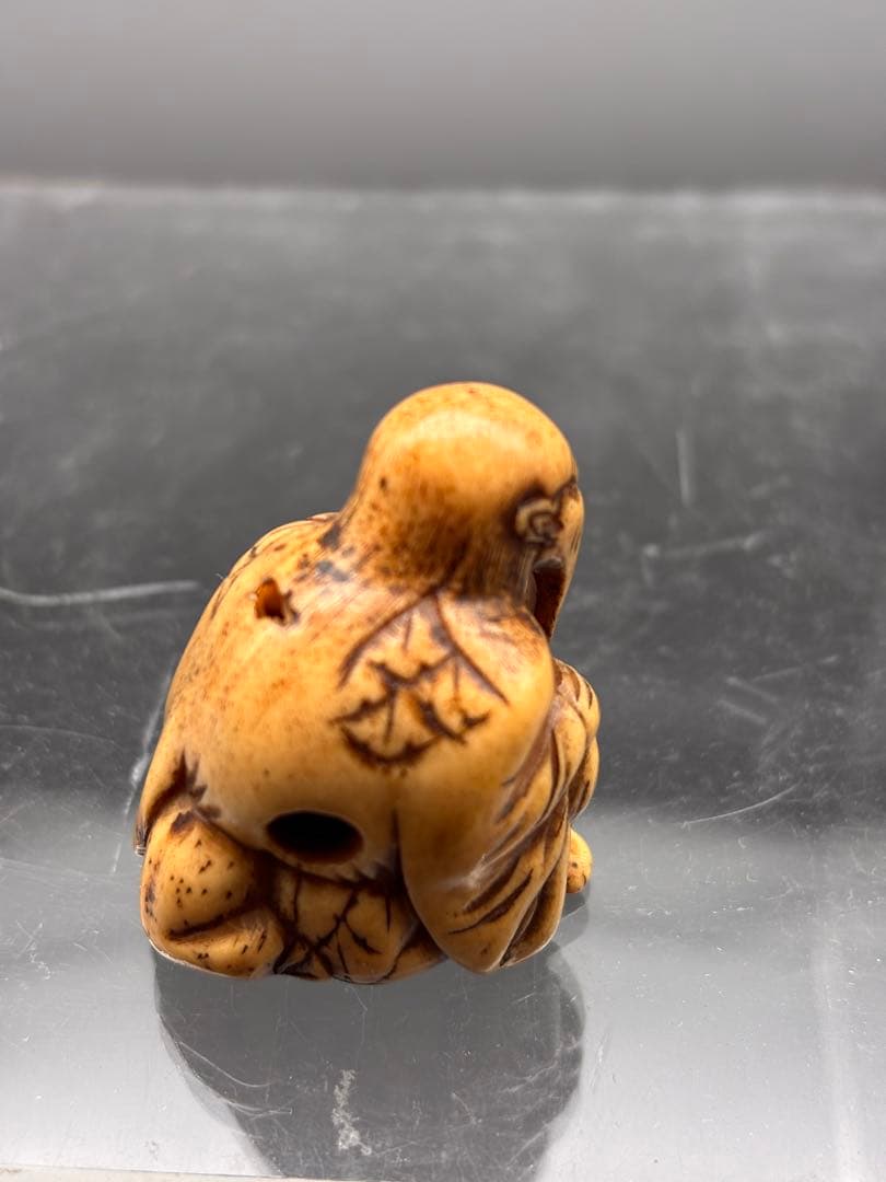 鹿角製　根付　蝦蟇仙人　江戸期　提げ物