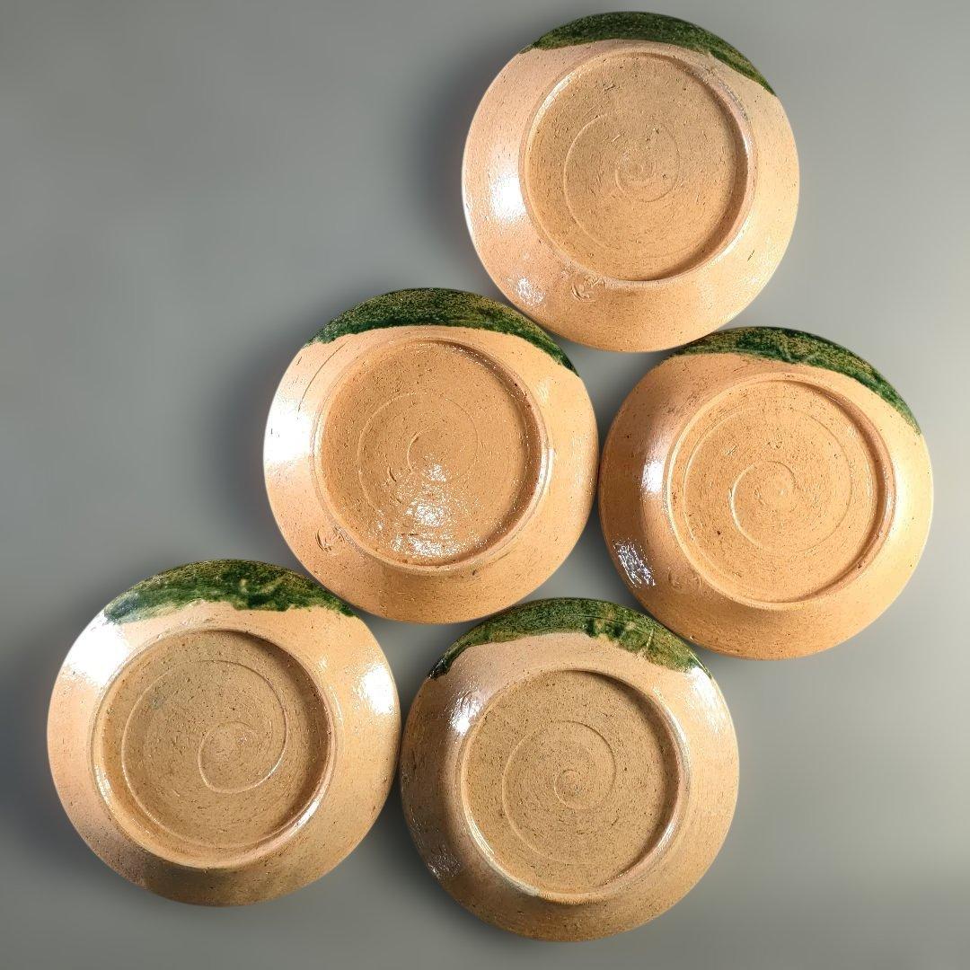 A1363-1/大樋長楽 造/大樋銘々皿5客/共箱/大樋焼/膾皿/飾皿/懐石道具