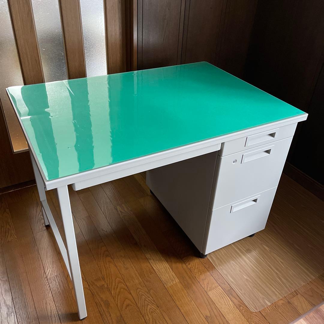 値下げ★コクヨ　事務机　片袖デスク オフィスデスク & デスクマット　鍵有り