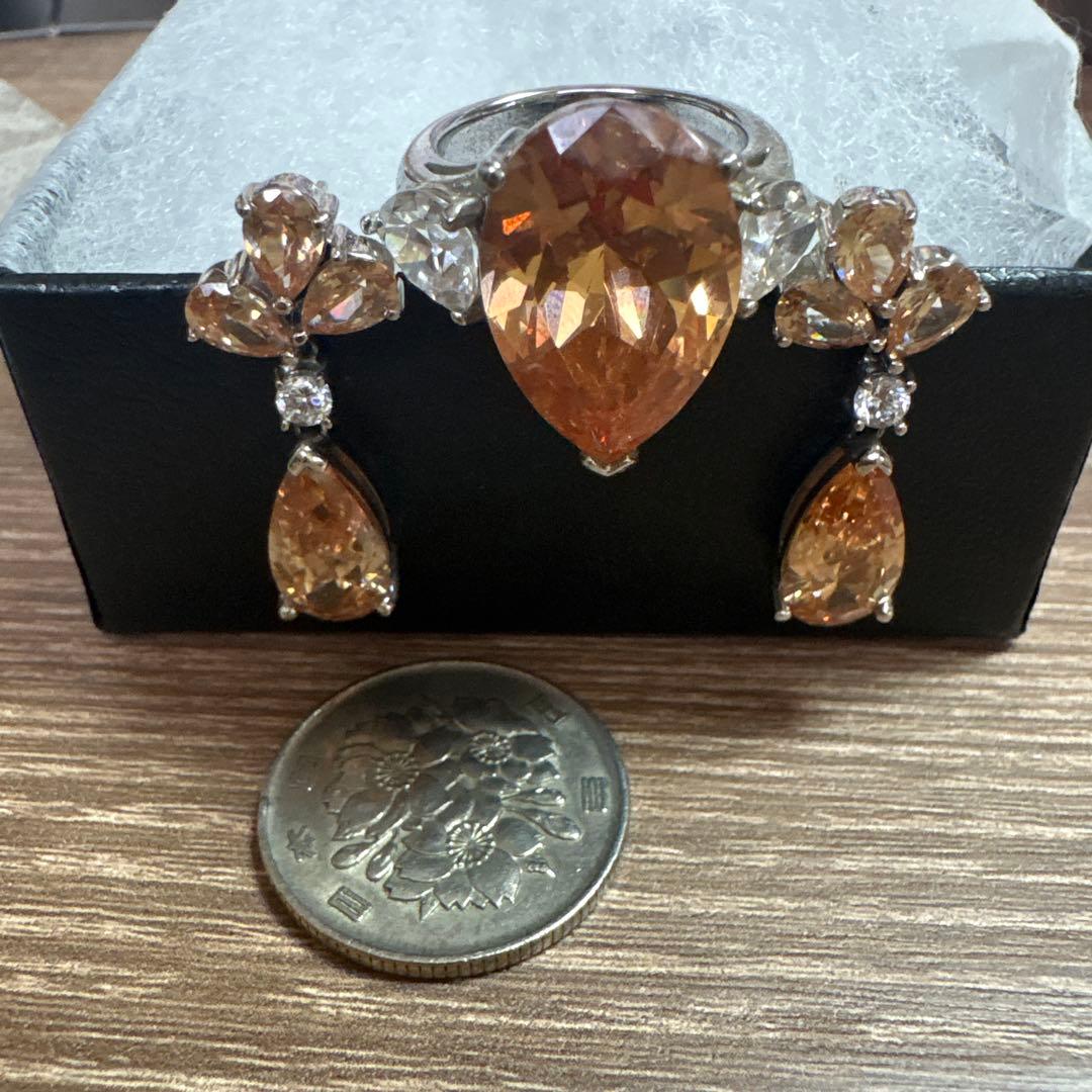 オレンジペアシェイプリング 925シルバー